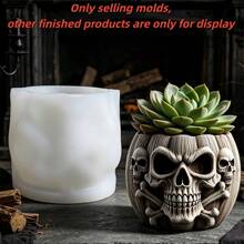 SUPWANPENG 1pc Resin Silicone Mold Halloween Vintage Striped Skull Bone Pumpkin Pot Shape DIY Handmade Casting Mold, Can Make Flower Pot, Pen Holder, Candle Holder, Key Storage Box, Suitable For Resin, Plaster, Clay, Cement, Concrete, Desktop Succulent Green Plant Decoration Ornament Mold, Perfect For Home Decor, Valentine's Day, Mother's Day, Father's Day, Christmas, Halloween Gift Handmade Mold - No W10045 Mold - View 8