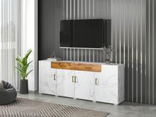 Sideboard White 208x39.5x80cm - With 4 Doors And 2 Drawers In Wood For Dining Room And Living Room - 白色 - 查看 10
