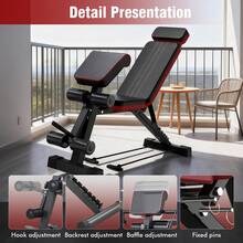 Foldable Adjustable Weight Bench With Leg Extension, 7-Level Incline Decline Dumbbell Bench, Space Saving Home Gym Equipment For Full Body Training - Black With Drawstring + Headrest + Footrest + Armrests - View 5