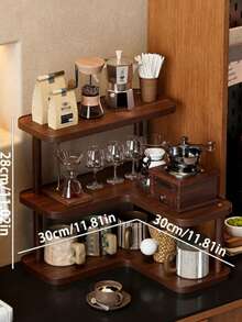 1pc Wooden Corner Storage Rack - Desktop Organizer, Suitable For Home, Bedroom, Kitchen, Office Supplies, Jewelry, Cosmetics, Bookshelf, File Cabinet, Spices And Tableware - Multicolor - View 12
