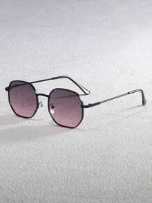 1 par de gafas de moda con marco de metal y borde geométrico personalizado con textura para mujer, adecuadas para actividades al aire libre, vacaciones y desplazamientos - Multicolor - Ver 6