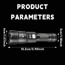 1pc Rechargeable LED Flashlight High Power Zoomable Torch With LCD Display 3 Lighting Modes Waterproof Handheld Light For Outdoor Camping Hiking Emergency - Flashlight - View 3
