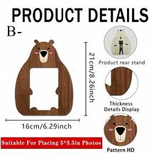 Cross-Border Cute Animal Wooden Photo Frame: Creative Bear Design, Solid Wood Texture - Excellent Home Desktop Decor Wooden Photo Frame: Creative Bear Design, Solid Wood Texture - Home Desktop Decor Ornament - Wooden Bear Photo Frame - View 2