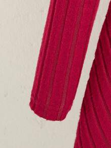 Tween Girls School Dress Autumn New Back To School Dress Fashion Versatile Red Ribbed Off-Shoulder Strap Beaded Decor Design Patchwork Casual A-Line Dress Elegant Vintage Princess Dress Suitable For Outdoor Wear - Red - View 6