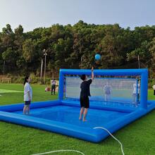 33 Ft(L) Inflatable Water Volleyball Pool, Commercial 0.6mm PVC, With 800W Pump (Inflate/Deflate), Easy Setup Backyard Swimming Pool For Summer, Outdoor Activities Or Parties, 33 X 16.5 X 7 Ft - Blue - View 3
