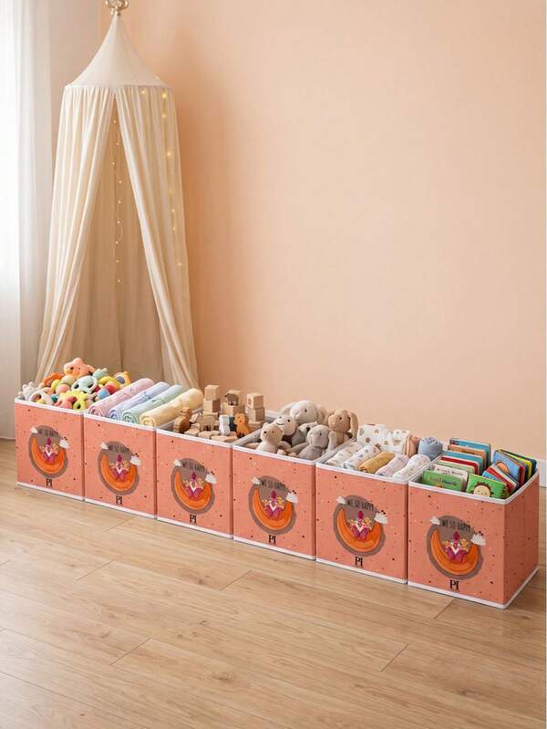 Gray Striped Lid Organizer And Storage Box 30x30x30
