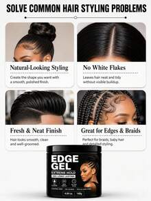 This Strong-Hold Hair Gel Effectively Fixes Braids And Curls, Smooths Frizz And Split Ends, Contains Castor Oil And Coconut Oil, Controls Unruly Hair, And Is Free Of Parabens, Sulfates, Mineral Oil, And Petroleum-Based Ingredients - Cream - View 6