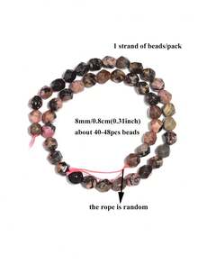 1 Fio de Contas Espaçadoras Soltas de Pedra Natural Facetada Rodocrosita e Jaspe para Fabricação de Joias DIY, Brincos, Pulseiras, Pingentes e Acessórios, 6/8/10mm - Multicolorido - Visão 8