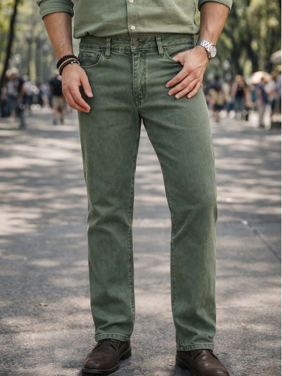 World JSM Silver Men Jeans - Olive Green - View 1