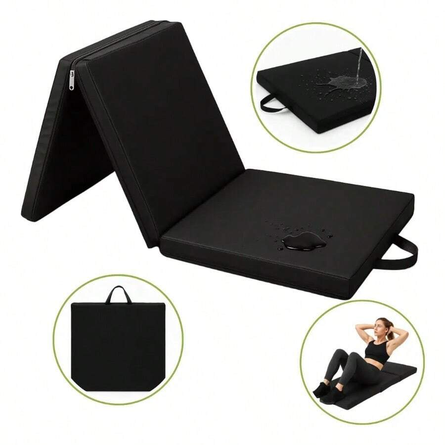 Colchoneta De Yoga Portátil 190x60x5cm Impermeable Antideslizante Resistente Para Ejercicio Pilates Entrenamiento En Casa - Negro1 - Ver 1