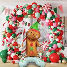 Standing Base Christmas Candy Cane Gingerbread Man Balloon Christmas New Year Party Decoration Aluminum Foil Balloon - Multicolor - View 5