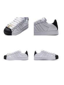 Adidas Women's SUPERSTAR ST W Lightweight Comfortable Minimalist Casual Skate Shoes IH6679 - White/Black/Gold - View 6