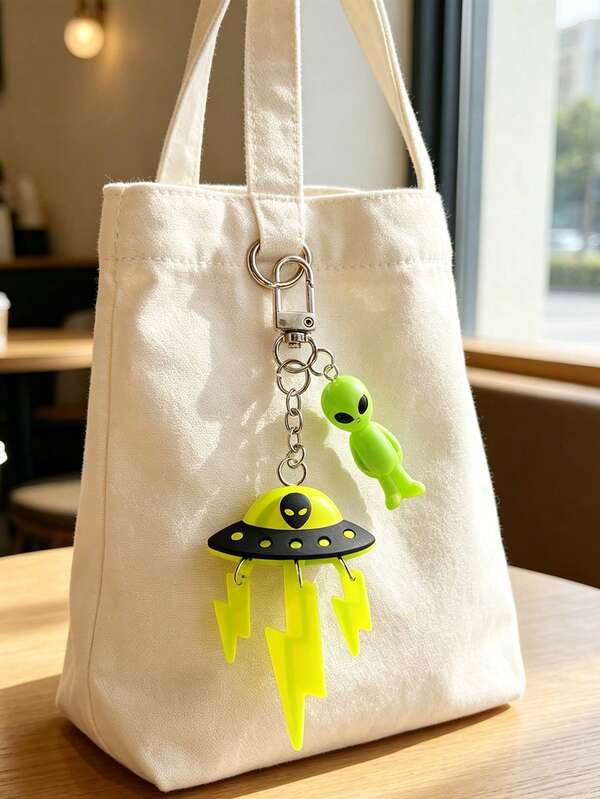 Cute Alien UFO Keychain, Cartoon Alien Pendant, Acrylic Rainbow UFO Charm, Suitable As Phone Lanyard, Earphone Case Pendant, Car Keychain, Bag Charm, Wallet Decoration, Car Rearview Mirror Decoration, Unisex, Suitable For Teachers, Students, Friends, Alien Enthusiasts, Space Culture Fans, Best Choice For Birthday, Party, Back To School, Graduation, Teacher's Day Gifts