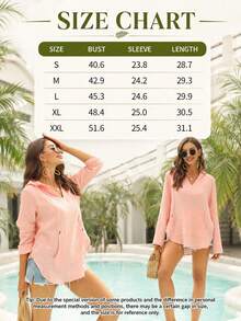 Women's Beach Cover Up Hoodies Sweatshirt Long Sleeve V Neck Pocketed Hooded Shirt Top - 天藍色 - 查看 6