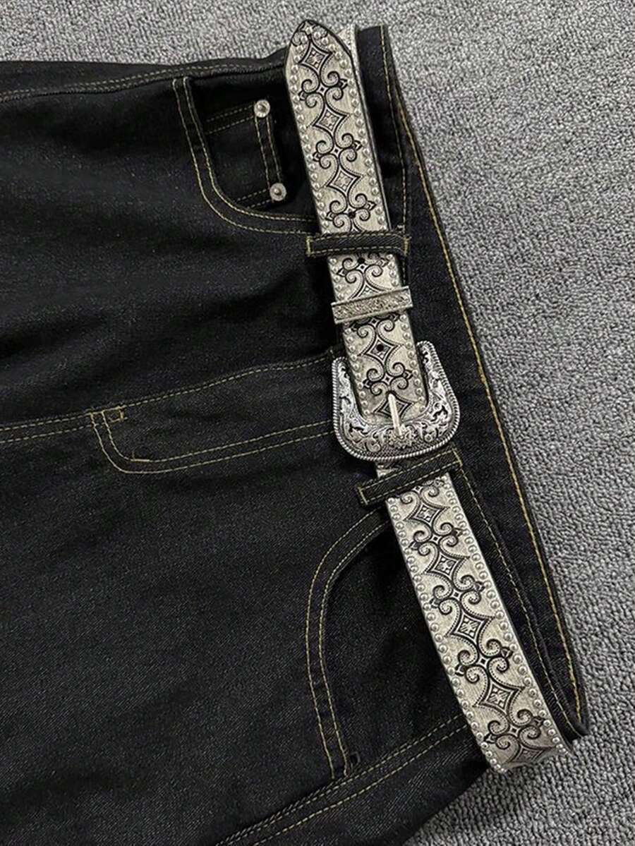 1pc Men's Belt, Medieval Vintage Leather Belt With Viking Retro Embossed Rivets, Nostalgic Pattern Punk Rivet Versatile Leather Belt, Suitable For Various Occasions, Fashion Design Unisex Versatile Fashion Belt, Jeans Belt Suitable For Daily, Party, Music Festival, Party Use - Multicolor - View 1