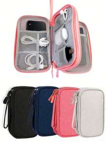 1pc Double Layer Digital Accessories Storage Bag, Universal Electronic Product Travel Cable Organizer, Suitable For Phone Storage Bag, Data Cable Organizer, Coin Purse, Jewelry Storage Bag With Compartments, Suitable For Power Bank,Bedroom Room Decor,Back To School - Multicolor - View 9