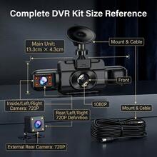 Curear 4-Channel Car DVR Kit, 1080P Front Camera + 720P Rear/Left/Right Cameras, Multi-Camera Dashcam, Gravity Sensor, Night Vision, SD Card Not Included. - Dashcam - View 3