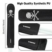 1PC Vintage Cracked Skull Crossbones Embroidered Golf Alignment Stick Cover, Sturdy PU Material, Universal Accessory For Men & Women - Multicolor - View 10