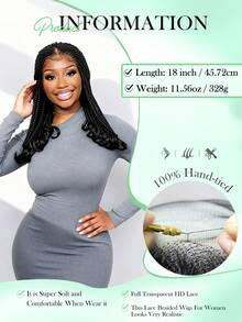A ANYTIME Fashionable Mid-Length Braided Wig, Transparent HD Lace Box Braids, Soft Curly Ends, Realistic Scalp Lightweight Protective Braided Wig, Suitable For Daily Wear And Parties, Halloween - Multicolor - View 7