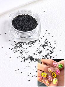 Mini Beaded Nail Art Decor, Black Resin Mini Beads, Large And Small Black Pearls, Y2K Punk Nail Art Design Nail Decoration, DIY Nail Salon Decor Accessories And Nail Supplies - Multicolor - View 9