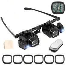 Head Mount Magnifying Glass  2/6/10/24X Multi Lenses Adjustable Angle Hands Free Magnifier For Craft Watch Repair Reading - A - View 9