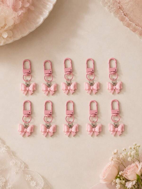 10pcs Bowknot Metal Rotating Door Buckle Cute Cartoon Keychain