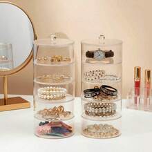 Round Transparent Acrylic Storage Box, Round Leather Strap Storage Box, Watch Storage Box, Display Box, Stackable, Suitable For Back-To-School Season And Holiday Gifts. - View 2