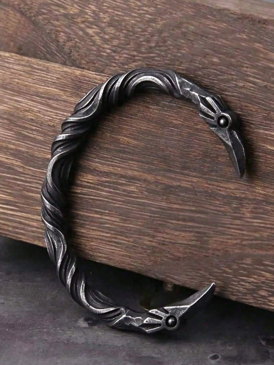 1PC Fashion Men's Bracelet, Nordic Viking Mythology Raven Theme Men's Bracelet, Men's Party & Daily Accessory, Gift - Open Bracelet - View 1