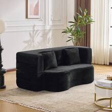 Large Multifunctional Sofa Bed Frame, Black - Black 2 Seat - View 7