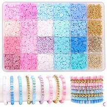 Soft Bohemian Style 1 Box/4000pcs Polymer Clay Beads Set - Mixed Shapes With Hollow Details - DIY Jewelry Making Friendship Bracelets - A - View 11