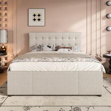 إطار سرير مزدوج الحجم - 140x200 سم، مع أدراج - بيج - مشاهدة 3