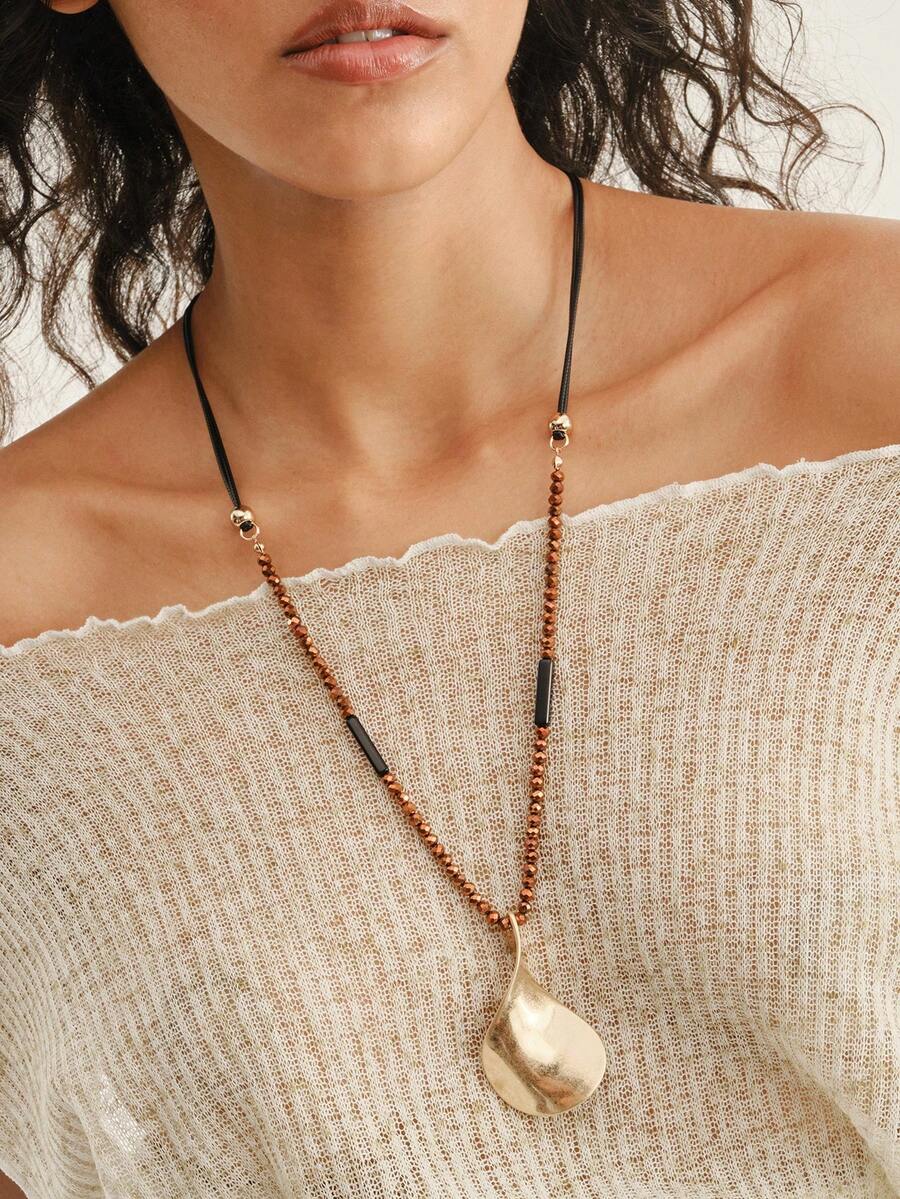 Nocturel 1pc Asymmetrical Geometric Design Long Necklace, Suitable For Fashion Women's Everyday Wear - Multicolor - View 1