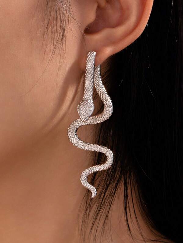 2pcs Unique Snake Pattern Earrings, Vintage Punk Minimalist Exquisite Creative Earrings, Suitable For Friends, Parties, Y2K Style, Halloween, Mom, Mother's Day, Gift