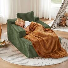Modern Corduroy Chaise Longue Sofa, Comfortable Sofa Bed / Armchair No Assembly Required - 綠色 - 查看 4