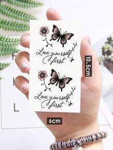 Temporary Tattoo Stickers Waterproof Reusable Body Art For Women, Pink Butterfly And Flower Design For Arm, Leg, Shoulder, Beach, Party, Everyday Style - Multicolor - View 6