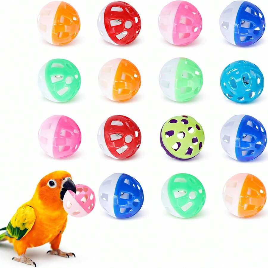 15pcs/10pcs/5pcs/1pc Bird Bell Ball Toy, Jingle Sound Diameter 3.8cm (1.5 Inch), Colorful Cat Teaser Dog Teaser Parrot Toy Ball, Built-In Bell, Interactive Bird Cage Toy, Suitable For Budgies, Cockatiels, Lovebirds And Other Small Birds, Perfect Holiday Gift For Pets - View 1