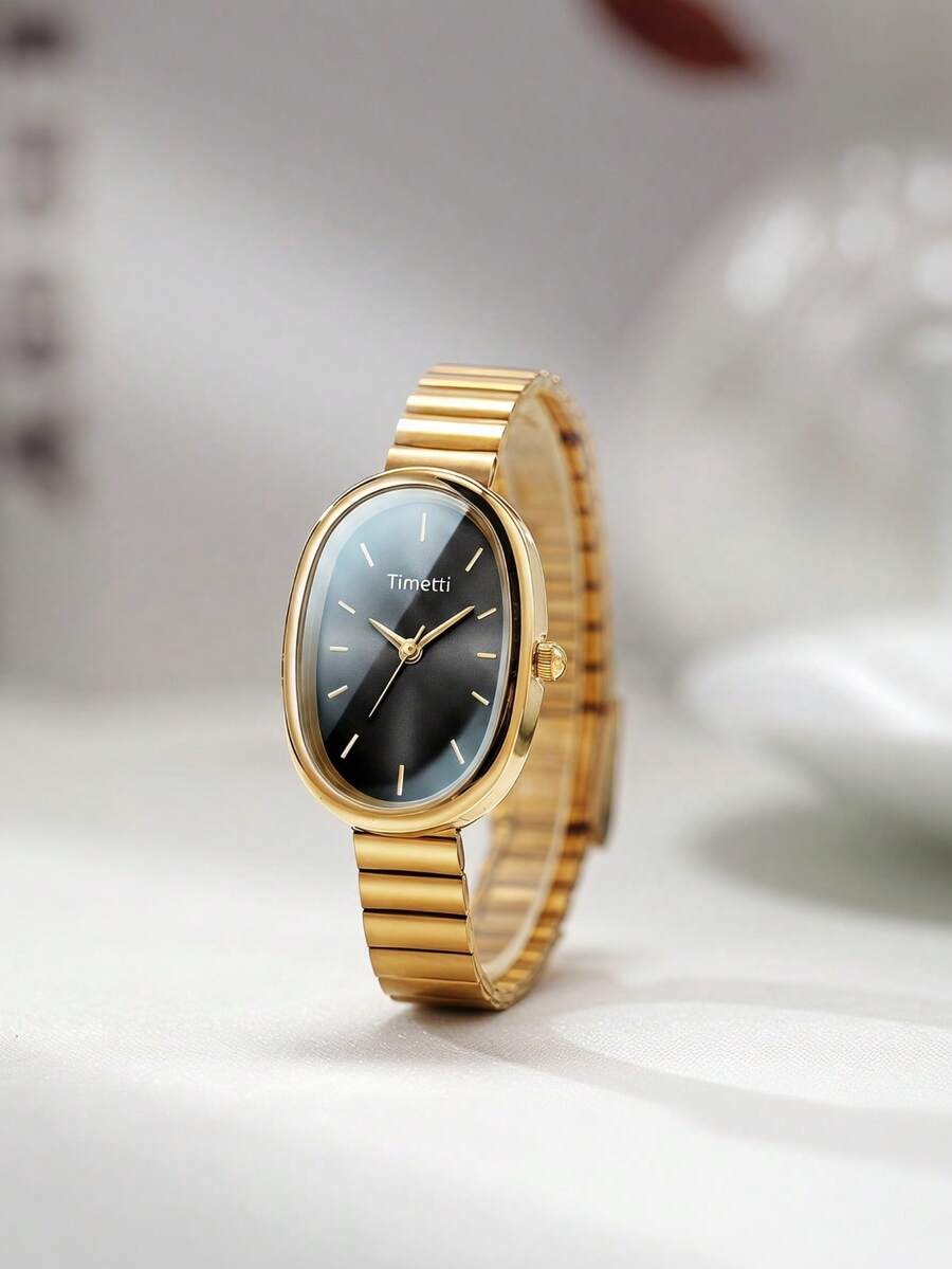 1pc Women's Casual Luxury Versatile Minimalist Vintage Quartz Watch Suitable For Daily Wear - Gold - View 1