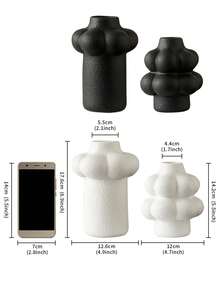 1 pieza Jarrón de cerámica mate con forma de nube, soporte para flores, múltiples colores, estilo minimalista moderno, decoración de escritorio, adecuado para boda, fiesta, hogar, oficina, Halloween, decoración navideña - florero - Ver 12