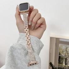 1pc Women's Luxury Rhinestone Metal Watch Band, Compatible With AppleWatch Series 11 10 9 8 7 6 5 4 3 2 1 38/40/41/42/44/45/46/49mm Ultra 1/2/3 SE, Suitable As Valentine's Day, Birthday Or Mother's Day Gift For Girlfriend, Friend Or Family (Band Only) - Rose Gold - View 10