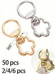 2pcs/4pcs/6pcs/10pcs Zinc Alloy Spring Clasps, Plum Blossom Spring Rings, Metal Open Spring Rings, Buckles For Phone Bags, Keychains, Hooks, Halloween - Multicolor - View 1
