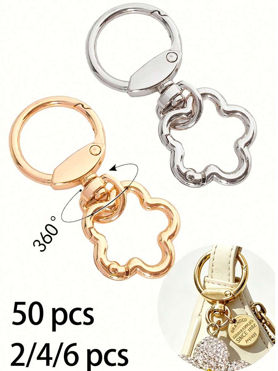 2pcs/4pcs/6pcs/10pcs Zinc Alloy Spring Clasps, Plum Blossom Spring Rings, Metal Open Spring Rings, Buckles For Phone Bags, Keychains, Hooks, Halloween - Multicolor - View 1