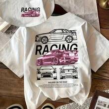 Women'S Casual T-Shirt Racing Letters PrintThe Most Comfortable And Suitable Outfit For Traveling And Having Fun.The Most Wonderful Gift. - 白色 - 查看 1
