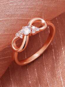 1pc Elegant Romantic Infinity Loop Ring, Perfect For Proposal, Valentine's Day, Birthday, Anniversary Surprise And Daily Wear - Rose Gold - View 1