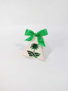 5Pcs Luxury Pyramid Favor Boxes With Palm Tree Pattern And Ribbon Bow, Premium Paper Gift Packaging For Saudi Arabia Theme Parties, Elegant Event Decorations, Boutique Gift Boxes, Holiday Celebrations And Special Occasion Supplies - 7.5X7.5X7.5cm - View 13
