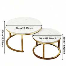 2pcs Coffee Table Set, Round Nesting Coffee Table Set, Side Tables For Living Room, Bedroom, Balcony - White - View 2