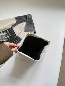Solid Color PU Leather, Lightweight Large Capacity Flip Magnetic Buckle Small Square Bag, Multifunctional Party And Dinner Bag, Suitable For Women - 白色 - 查看 5