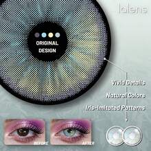 Lalens Urban Layer 藍灰色漸層圓形隱形眼鏡 1對 批發年戴款 DIA 14.2MM BC 8.6MM 無縫瞳孔融合 自然佩戴 中東穆斯林女性 派對約會妝容 化妝隱形眼鏡 適合所有膚色與眼睛顏色 - 城市藍 - 查看 7
