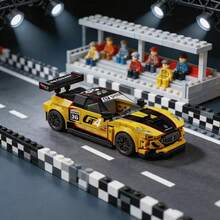 Modelo de Bloques de Construcción de Coche de Carreras GT4 310 piezas, Juego de Bloques de Ensamblaje de Coche de Carreras Amarillo, Juguete de Coche de Carreras de Alta Velocidad Ensamblado a Mano, Regalo de Colección para Entusiastas de Coches - Multicolor - Ver 3