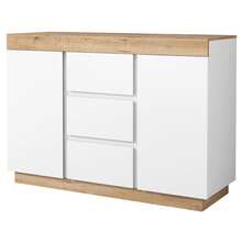 Sideboard With 3 Drawers And 2 Doors - White+Oak - 白色和橡木 - 查看 8