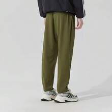 Adidas New Men's Straight Leg Casual Sports Pants, Quick-Dry Breathable Running Training Fitness Trousers - Olive Green - View 4